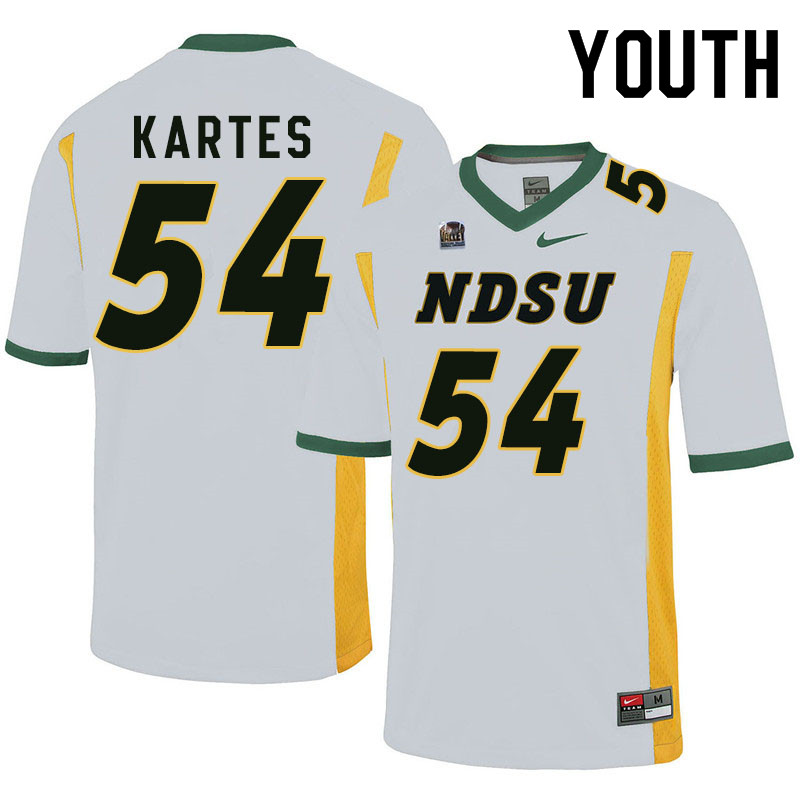 Youth #54 Mitchell Kartes North Dakota State Bison College Football Jerseys Sale-White